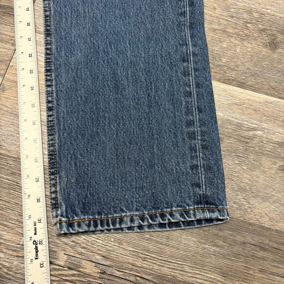 Levis 505 Mid Wash Faded Blue Men 38x32 Regular Straight Leg Denim Jeans Red Tab - Picture 7 of 13